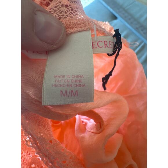 Victoria’s Secret Silk Blend Lingerie Slip Dress Peach Lace Trim Y2K Women’s M - Picture 8 of 9